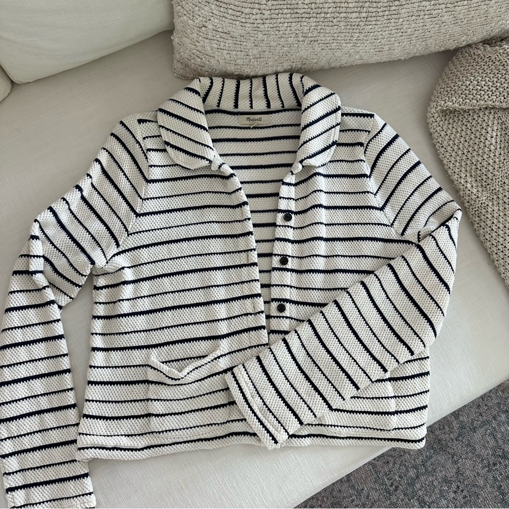 Madewell Striped Button-Front Collared Cardigan - image 1